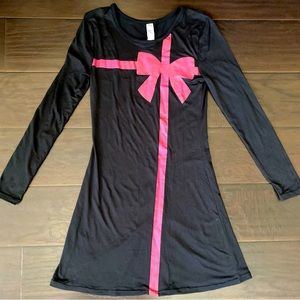 Woman’s Long Sleeve Mini Dress Pink Flower Polyester Stretch S